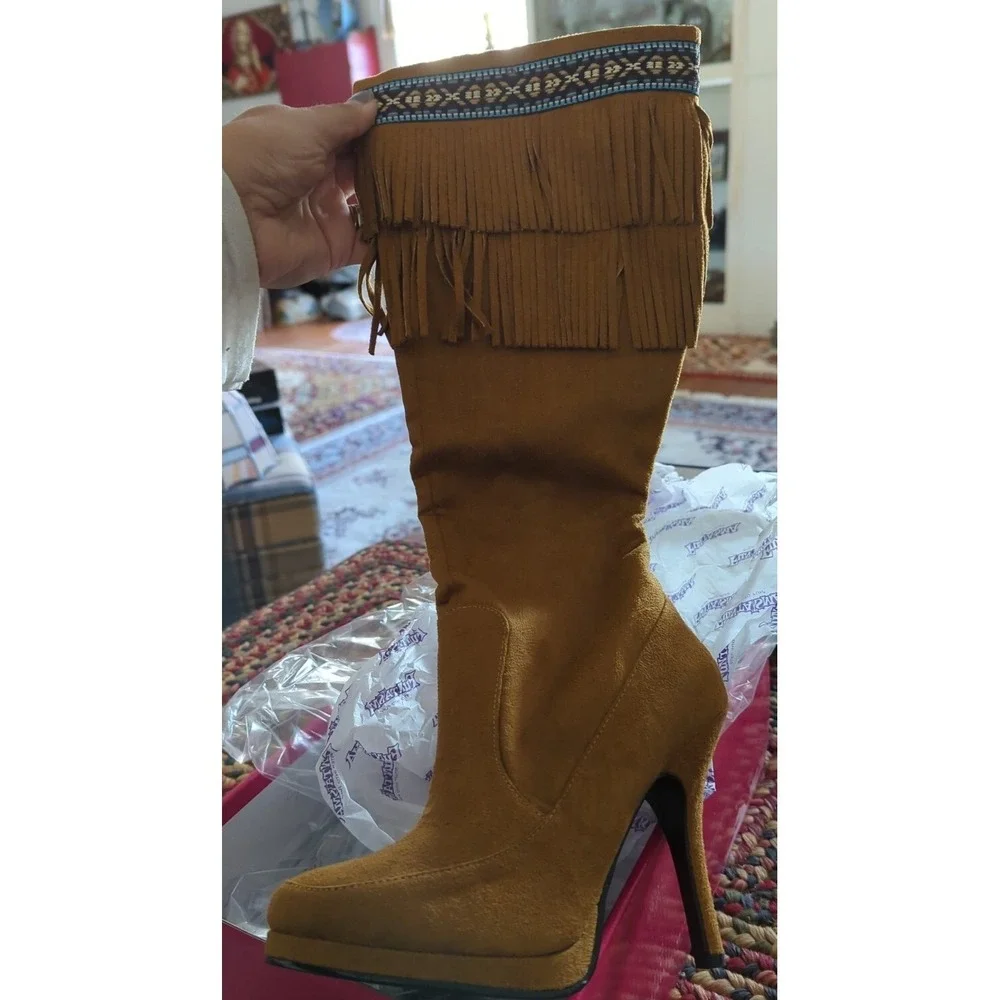 NEW Funtasma Women's Sz 7 Tan Microfiber INDIAN290/TMF‎ Boots Sexy!